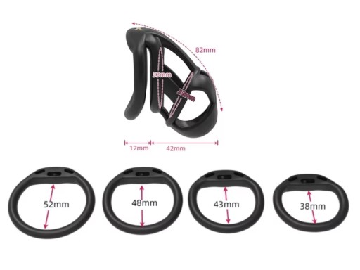 Маленький розовый пояс целомудрия, SISSY Chastity Cage 4 Orings Dilator M