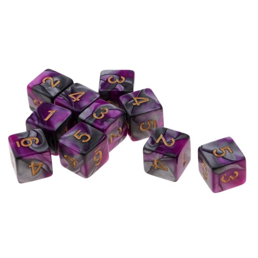 10PCS EDUCATIONAL GEOMETRIC D6 POLYHEDRAL NEW TEACHING Purple+Gray
