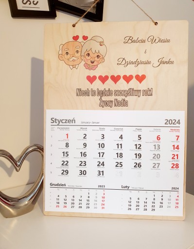 Prezent Kalendarz DZIEŃ BABCI I DZIADKA druk UV