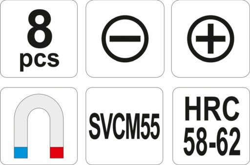 YT-2670 ZESTAW WKRĘTAKÓW SVCM55 8 SZT YATO