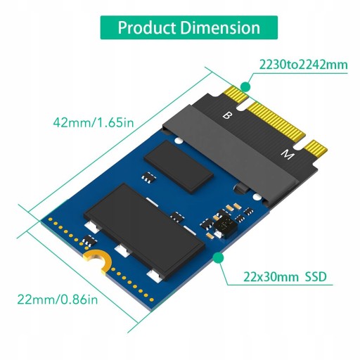 Адаптер-удлинитель M.2 NVME M-Key B+M от 2230 до 2242 «папа-CU»