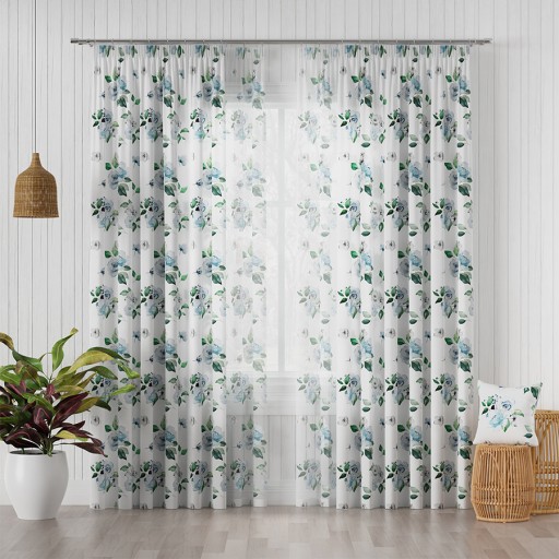 Firany Woalowe Zasłonka Firana Kwiat Na Woalu Zwiewna Z Taśmą sz130x320