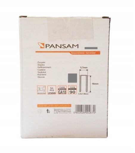 Скобы типа 90 Pansam 18мм - 2500 шт.
