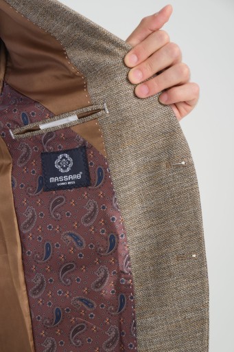 Marynarka męska beżowa melanżowa wizytowa elegancka turecka casual 52