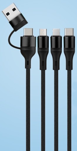 Кабель USB/USB-C 3в1, кабель для зарядки USB-C/Lightning/micro USB