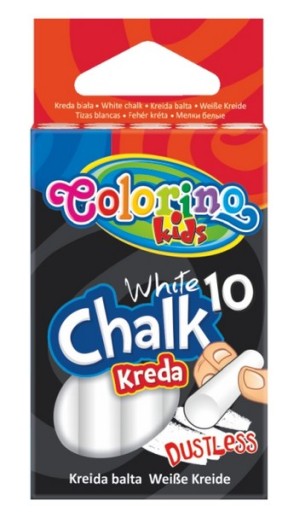 МЕЛ COLORINO БЕЛЫЙ, БЕЗ ПЫЛИ, 10 ШТ.
