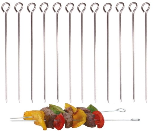 12x Szpikulce do szaszłyków grilla metal 30cm