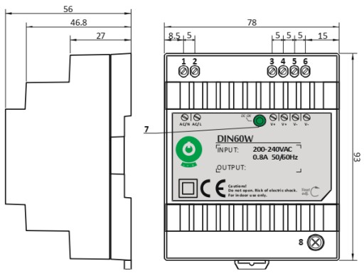 ZASILACZ 24V NA SZYNĘ DIN 60W 2.5A MINI DO TAŚM LED
