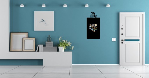 Tablica NA MAGNESY Z PODRÓŻY METALOWA Czarna LOFT Przykręcana Rower