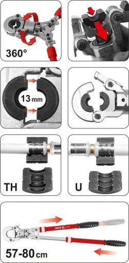 Машина для обжима труб PEX-AL-PEX с матрицами 8 U TH YATO
