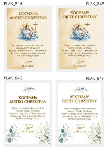 CHRZEST ŚWIĘTY PODZIEKOWANIE DLA MATKI CHRZESTNEJ OJCA CHRZESTNEGO RAMKA A4