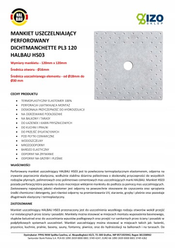 Mankiet Uszczelniający 120mm Ø16 Hydro 10szt HS03