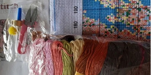 Haft krzyżykowy pies psy mulina nadruk zest 40x30