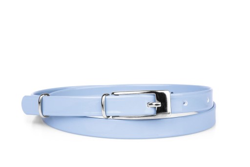 Pasek damski klasyczny błękitny lakier 1,5 cm