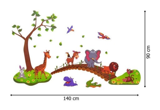 Наклейки на стену, дерево, слон, животные