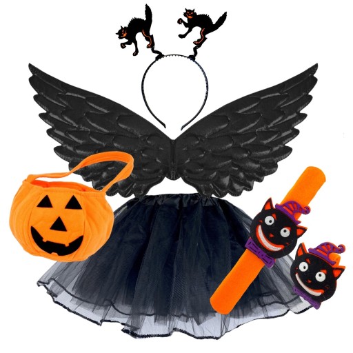 Комплект WITCH OUTFIT Тыква Корзина ХЭЛЛОУИН метла ПАчка Повязка на голову Крылья