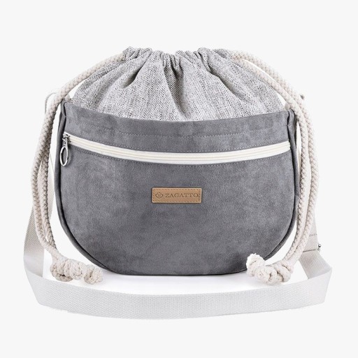 Torebka damska crossbody shopper torba worek na ramię pojemna szara ZAGATTO