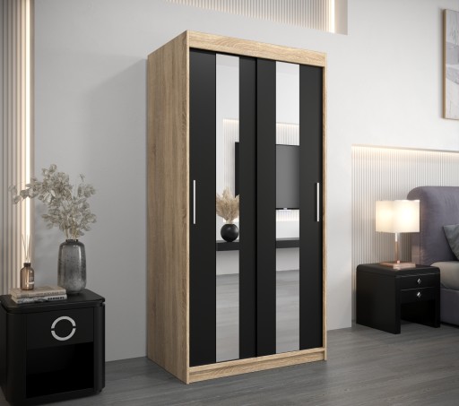 Szafa przesuwna z lustrem, garderoba POLE 100 cm