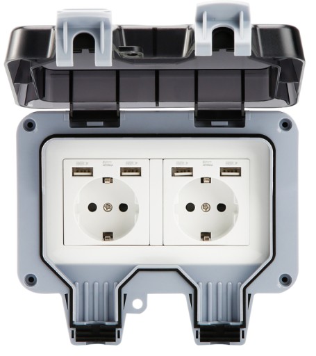 IP66 16A Водонепроницаемая электрическая розетка с USB
