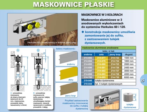 Накладка на направляющую двери H2 1800мм, золотистая