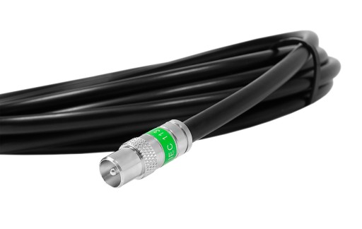 Gotowy kabel antenowy Wtyk TV i Gniazdo Antenowe 3m czarny PREMIUM