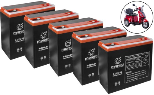 ZESTAW AKUMULATORÓW DO SKUTERA INWALIDZKIEGO 5x 12V 20Ah ZT15 BARTON TRES