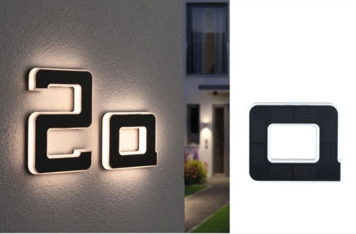 PODŚWIETLANY NUMER DOMU a Oprawa Elewacyjna SOLARNA Z Czujnikiem PL94650