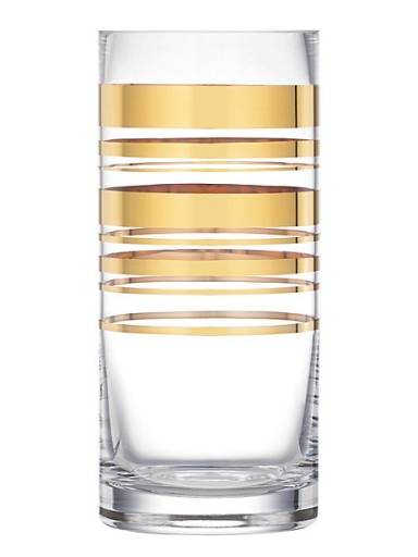 Wazon szklany cylinder 26cm zdobiony złotem