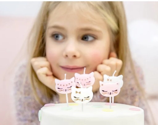 DEKORACJA TOPPER RÓŻOWY ZŁOTY NA TORT HAPPY BIRTHDAY KOTEK 19,5X15CM 1szt