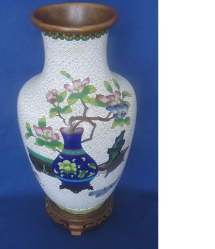 Chiński Wazon 36cm Cloisonné Emalia Komórkowa Okaz