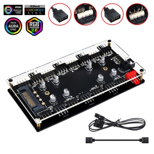 5V 3Pin 1to5 RGB Вентилятор-концентратор SATA ARGB Кабельный разъем Splitter Hub P Разъем