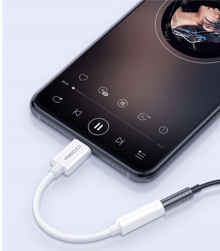 PRZEJŚCIÓWKA ADAPTER AUDIO USB-C TYP-C - MINI JACK 3.5MM AUX RECCI