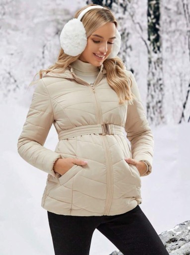 SHEIN Свободное пальто для беременных с капюшоном L