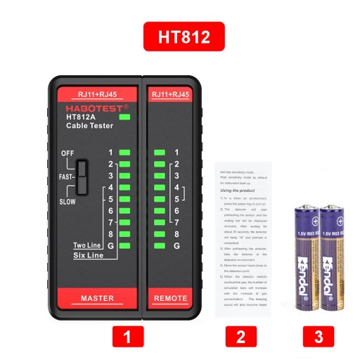 ТЕСТЕР КАБЕЛЕЙ ЛВС RJ11 RJ45 ПОИСК КАБЕЛЬНЫХ ПАР HABOTEST HT812