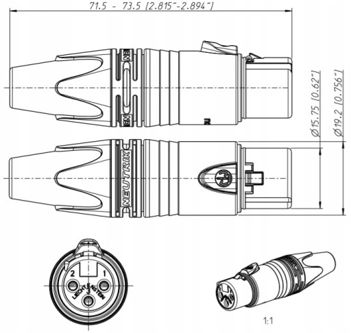 NEUTRIK NC3FXX wtyk / złącze kablowe XLR żeńskie