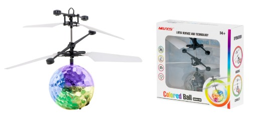 LATAJĄCA ŚWIECĄCA KULA DISCO LED STEROWANA RĘKĄ ROBOT CZUJNIK RUCHU DRON