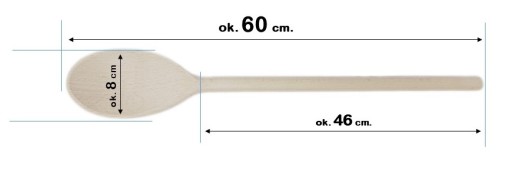 Овальная ложка, длинная ложка, мешалка, дерево, 60 см