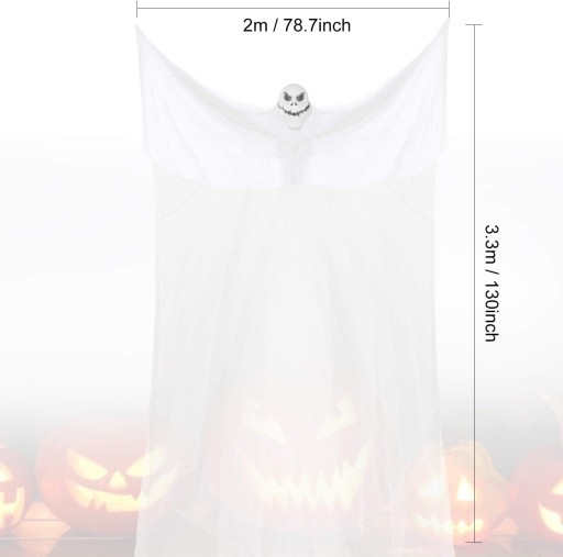 HALLOWEEN DEKORACJA WISZĄCA DUCH SZKIELET 3,3x 2 M