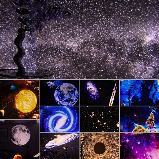 led lampka projektor wielokolorowy,, projektor planetarium 12 obrazów HD