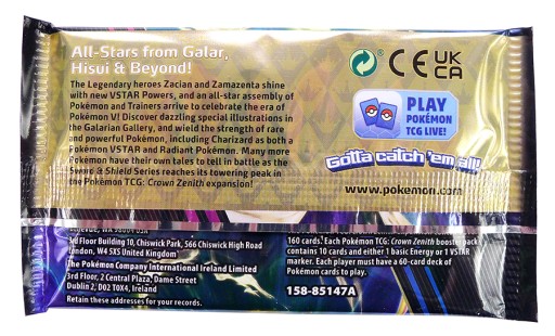 Карты-бустеры POKEMON 3 Значок CROWN ZENITH Rillaboom