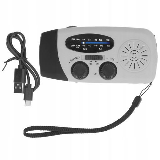 RADIO SŁONECZNE Z KORBĄ RĘCZNĄ LED USB Z BATERIĄ