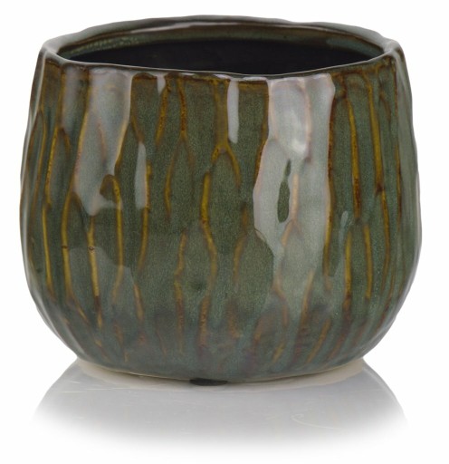Osłonka Doniczka Ceramiczna 17x13 cm turkus z brązem
