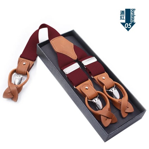 Мужские подтяжки из натуральной кожи 3,5X125 с 6 зажимами