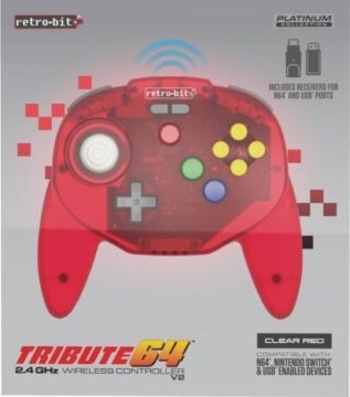 Коммутатор для ПК Retro-Bit Tribute64 2.4G V2 N64 красный