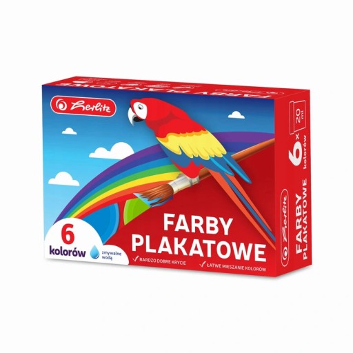Farby plakatowe szkolne 6 kolorów x 20ml