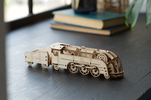 Деревянный механический 3D-пазл «Мини-локомотив» uGEARS Premium Puzzle