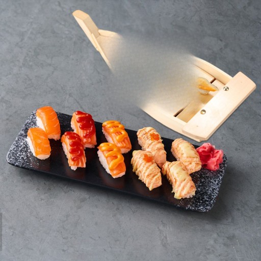 ŁÓDŹ DESKA TALERZ SUSHI DREWNIANA W STYLU JAPOŃSKIM TACA NA PRZEKĄSKI