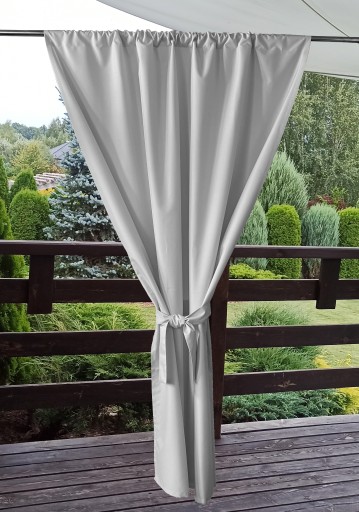Zasłony na taras wodoodporne zasłony ogrodowe z szarfą szara jasna 155x220