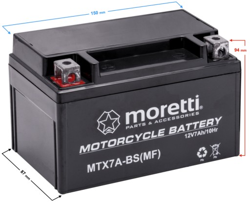 ГЕЛЕВЫЙ АККУМУЛЯТОР ДЛЯ СКУТЕРА MTX7A-BS 12V MORETTI