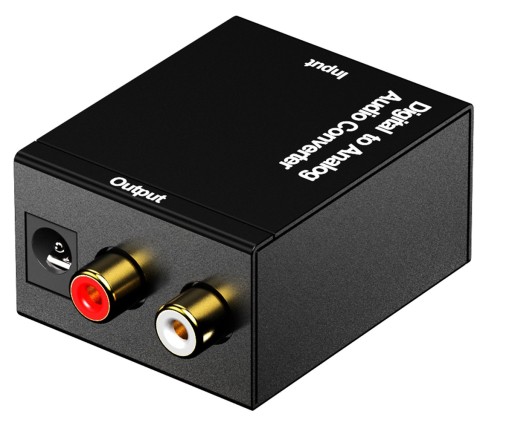 КОНВЕРТЕР АУДИОСИГНАЛА SPDIF TOSLINK КОАКСИАЛЬНЫЙ 2x RCA РАЗЪЕМ ЦАП С БЛОКОМ ПИТАНИЯ